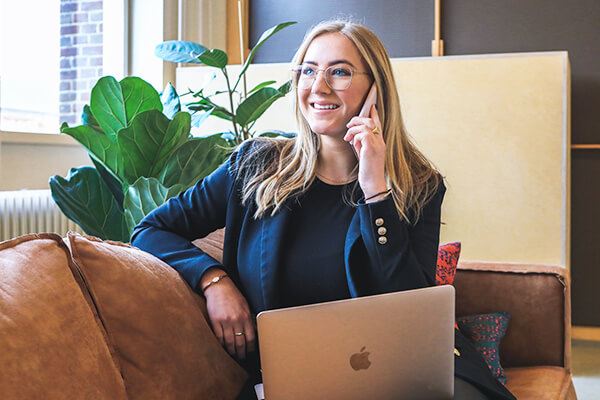 Business woman talking on phone
