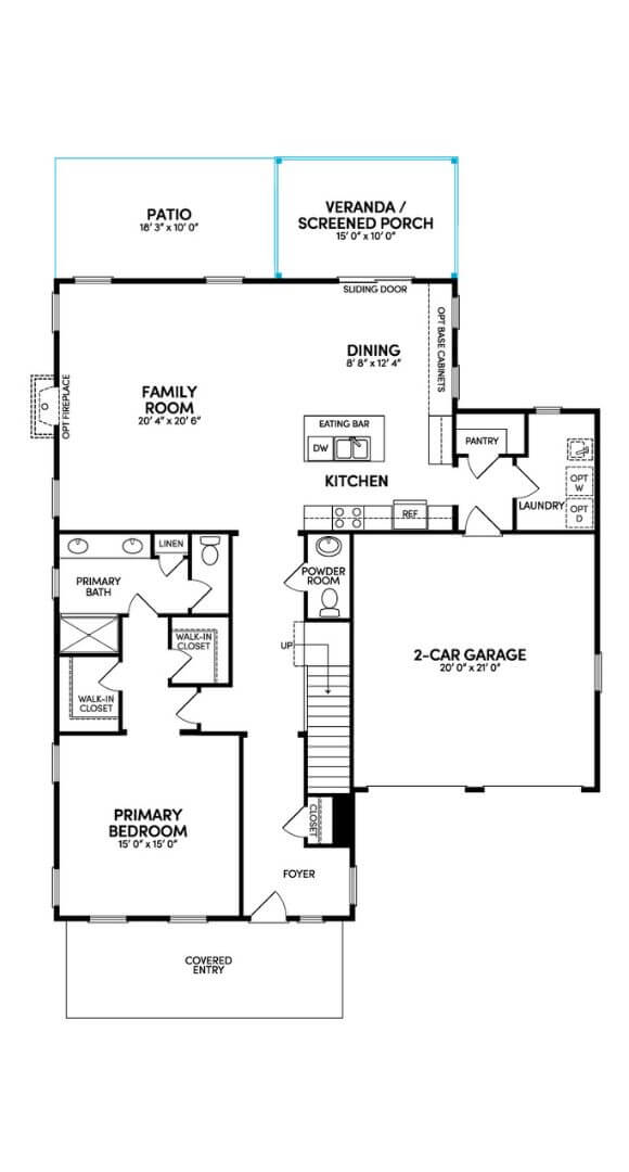 Cordova Floor 1 With Opt Veranda And Screened Porch 1 And Patio