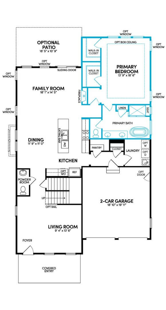 Towson Floor 1 Opt 4 Ft Extension And Deluxe Primary Bath And Alternate Fireplace